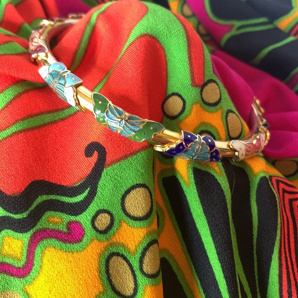 Vintage Cloisonné Butterfly Bangle